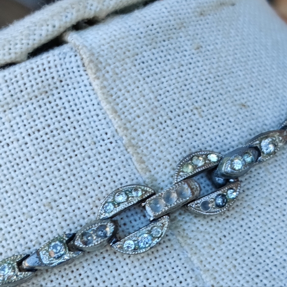 Vintage 1930s art deco pot metal paste stone necklace - Picture 12 of 12